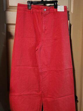 Women's Universal Thread Size 12 High Rise Red Sailor Wide Leg Ankle Jeans, NWT